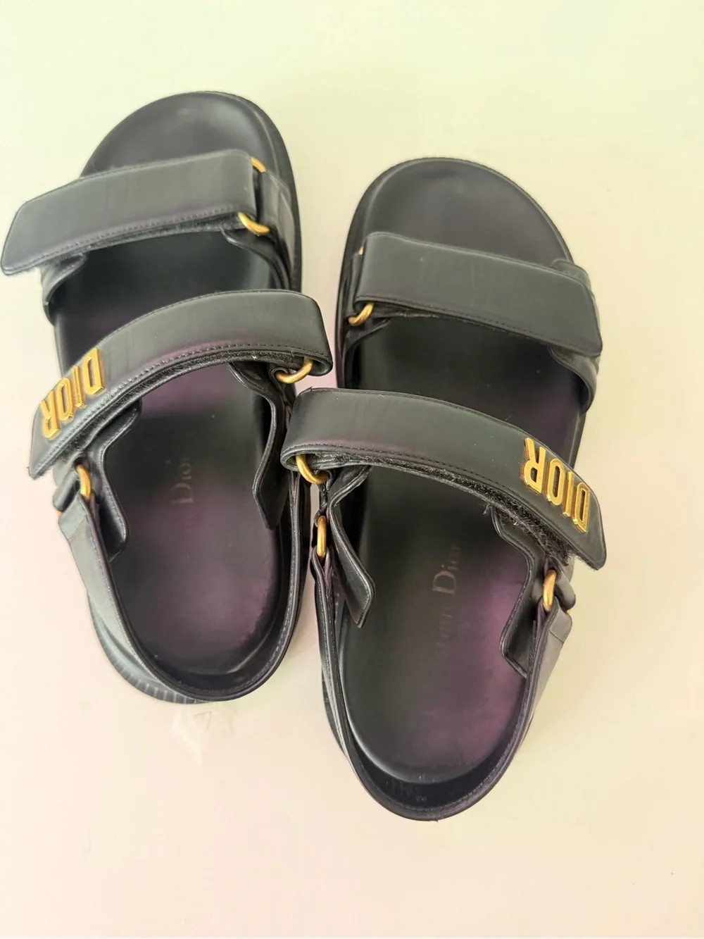 Dior Dioract Black Lambskin Velcro Sandals 37.5